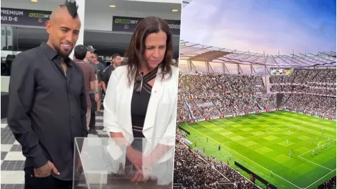 Arturo Vidal recordó su tiempo en la Juventus con la maqueta del Monumental.