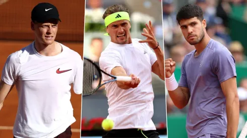 Jannik Sinner, Alexander Zverev y Carlos Alcaraz