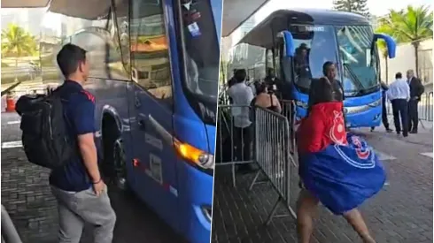 El director deportivo Manuel Mayo también se había quedado abajo del bus.