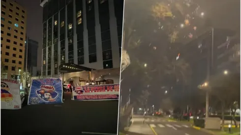 Los hinchas de Alianza Lima en el hotel de la U en Perú.