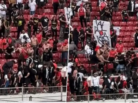 A los combos: hinchas de Colo Colo pelean en el Nacional