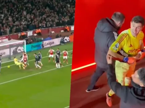 Ridículo: Dibu Martínez se come un gol y pelea con hinchas de Arsenal