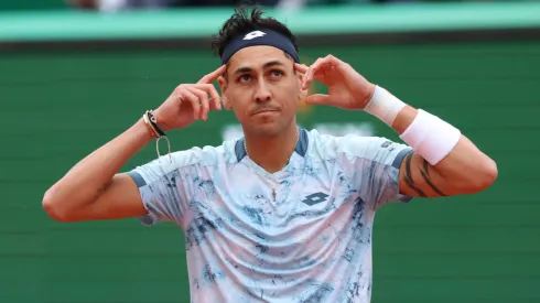 MONTE-CARLO, MONACO – APRIL 09: Alejandro Tabilo of Chile celebrates winning match point against Novak Djokovic of Serbia during the Men's Singles Second Round match on day four of the Rolex Monte-Carlo Masters at Monte-Carlo Country Club on April 09, 2025 in Monte-Carlo, Monaco. (Photo by Clive Brunskill/Getty Images)
