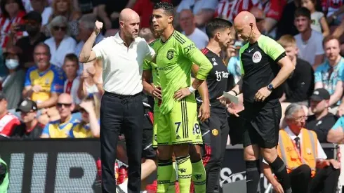 Erik ten Hag e Cristiano Ronaldo em 2022 pelo Manchester United. Foto: Getty Images