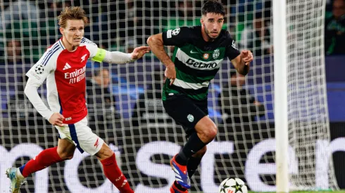 Gonçalo Inácio em "duelo" com Martin Odegaard, do Arsenal. Foto: Imago