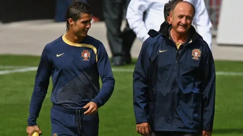 Luiz Felipe Scolari juntamente com Cristiano Ronaldo num treino de Portugal, em 2008. Foto: Getty