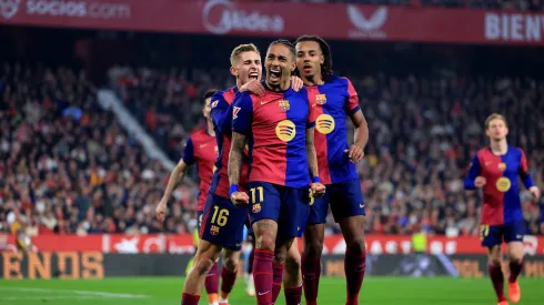 Barcelona festeja vitória contra o Sevilha. Foto: Getty Images