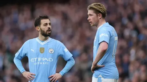 Bernardo Silva e Kevin De Bruyne podem deixar o Manchester City no verão. Foto: Getty Images