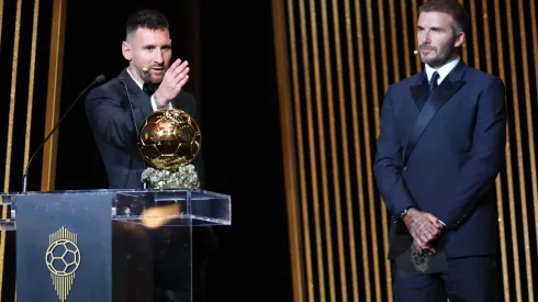 David Beckham rendido ao talento de Lionel Messi. Foto: Getty Images.