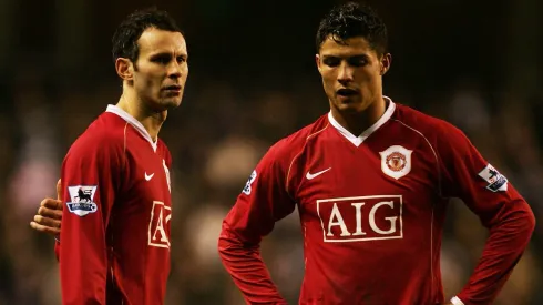 Ryan Giggs e Cristiano Ronaldo, duas lendas do Manchester United. Foto: Getty