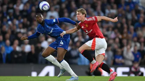 Rasmus Hojlund em ação durante o Chelsea x Manchester United. Foto: Getty