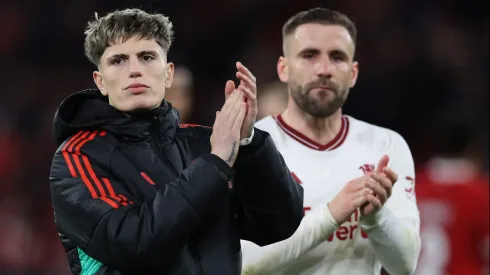Alejandro Garnacho e Luke Shaw, extremo e lateral do Manchester United, respetivamente. Foto: Getty