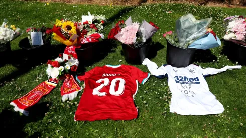 Homenagens em Liverpool para Diogo Jota e o seu irmão. Foto: Getty