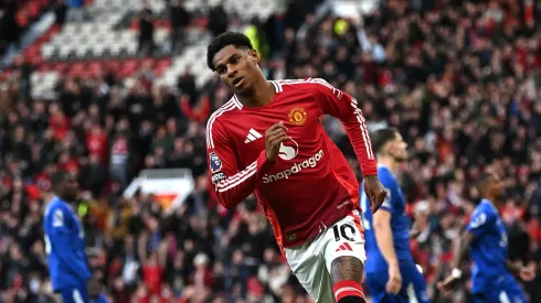 Marcus Rashford de saída do Manchester United para rumar ao Barcelona. Foto: Gareth Copley/Getty Images