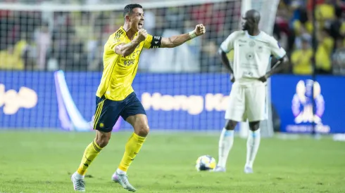 Cristiano Ronaldo a celebrar o segundo golo do Al-Nassr (assistência do capitão e golo de Félix), após validação do VAR. Foto: Getty