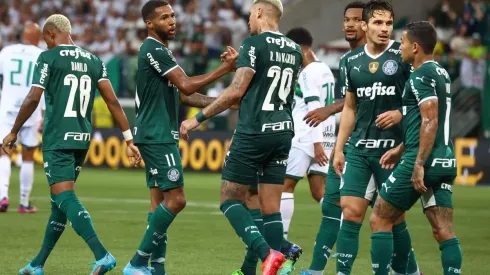 Jogadores do Palmeiras comemoram gol diante do Guarani (Foto: Marcello Zambrana/AGIF)