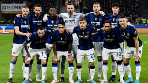 Players of FC Internazionale pose for a team photo prior to