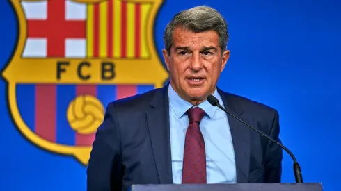 President, Joan Laporta Of FC Barcelona Press Conference