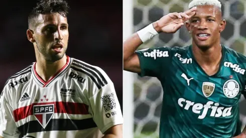 Calleri e Danilo, jogadores de São Paulo e Palmeiras, respectivamente (Foto: Getty Images)