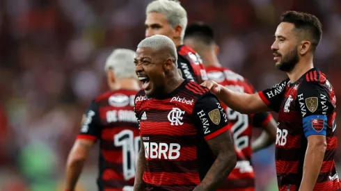 Jogadores do Flamengo comemoram gol pela Copa Libertadores (Foto: Getty Images)