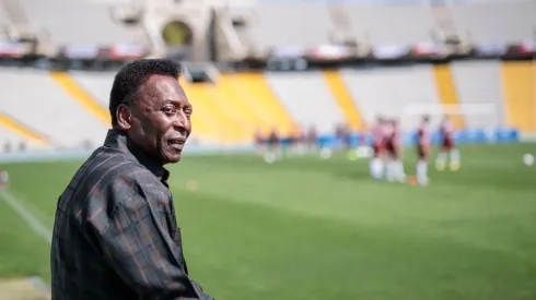 Soccer Legend Pele Visits Olympic Stadium In Barcelona