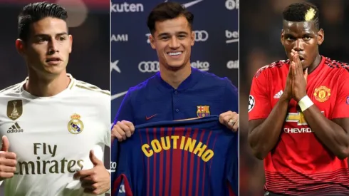 David Ramos/Angel Martinez/Michael Regan/Getty Images – James Rodríguez, Coutinho e Pogba