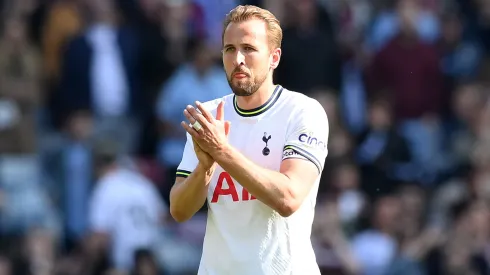 BIRMINGHAM, ENGLAND - MAY 13: Harry Kane of Tottenham Hotspur applauds the fans after the team's defeat during the Premier League match between Aston Villa and Tottenham Hotspur at Villa Park on May 13, 2023 in Birmingham, England. (Photo by Shaun Botterill/Getty Images)