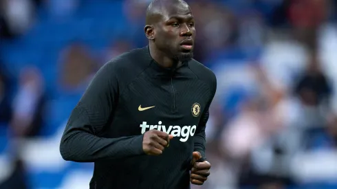 MADRID, SPAIN – APRIL 12: Kalidou Koulibaly of Chelsea FC warms up prior to the UEFA Champions League quarterfinal first leg match between Real Madrid and Chelsea FC at Estadio Santiago Bernabeu on April 12, 2023 in Madrid, Spain. (Photo by Angel Martinez/Getty Images)