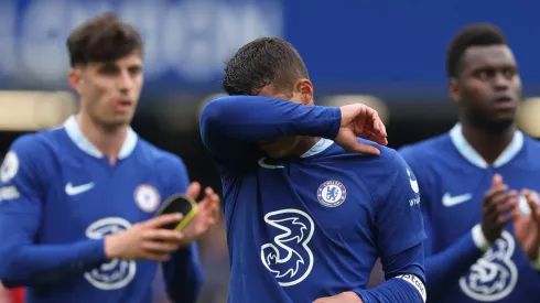 LONDON, ENGLAND – MAY 13: Thiago Silva of Chelsea reacts after the draw during the Premier League match between Chelsea FC and Nottingham Forest at Stamford Bridge on May 13, 2023 in London, England. (Photo by Julian Finney/Getty Images)