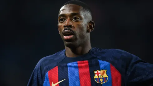 BARCELONA, SPAIN - JANUARY 25: Ousmane Dembélé of FC Barcelona looks on during the Copa Del Rey Quarter Final match between FC Barcelona and Real Sociedad at Spotify Camp Nou on January 25, 2023 in Barcelona, Spain. (Photo by David Ramos/Getty Images)