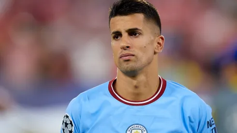 SEVILLE, SPAIN - SEPTEMBER 06: Joao Cancelo of Manchester City looks on during the UEFA Champions League group G match between Sevilla FC and Manchester City at Estadio Ramon Sanchez Pizjuan on September 06, 2022 in Seville, Spain. (Photo by Fran Santiago/Getty Images)