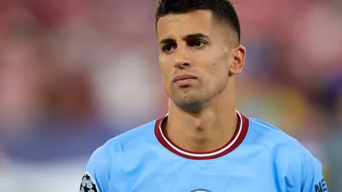SEVILLE, SPAIN - SEPTEMBER 06: Joao Cancelo of Manchester City looks on during the UEFA Champions League group G match between Sevilla FC and Manchester City at Estadio Ramon Sanchez Pizjuan on September 06, 2022 in Seville, Spain. (Photo by Fran Santiago/Getty Images)