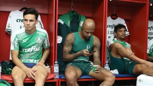 Veiga, Felipe e Scarpa no Palmeiras. Foto: Flickr Oficial SE Palmeiras/Cesar Greco