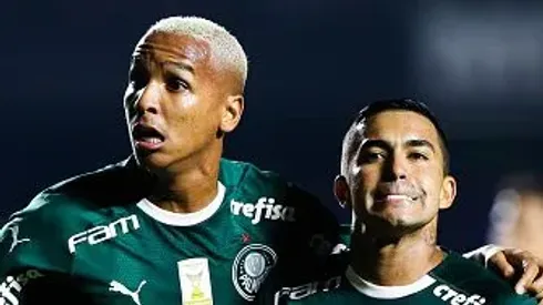 Deyverson e Dudu atuando no Palmeiras. Foto: Alexandre Schneider/Getty Images