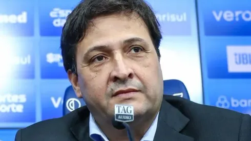 Presidente Alberto Guerra concede entrevista coletiva no CT Luiz Carvalho FOTO: LUCAS UEBEL/GREMIO FBPA