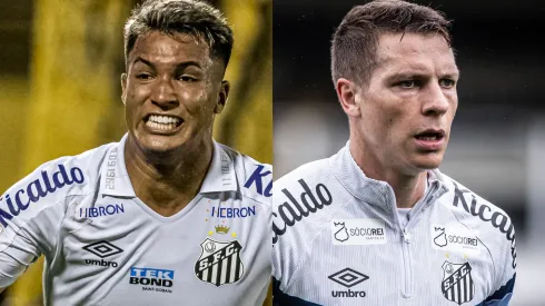 Marcos Leonardo e Furch disputam posição no Peixe (Fotos: Divulgação/Flickr do Santos e Raul Baretta/ Santos FC/Divulgação)