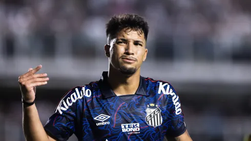 SP - SANTOS - 06/11/2023 - BRASILEIRO A 2023, SANTOS X CUIABA - Marcos Leonardo jogador do Santos durante partida contra o Cuiaba no estadio Vila Belmiro pelo campeonato Brasileiro A 2023. Foto: Abner Dourado/AGIF
