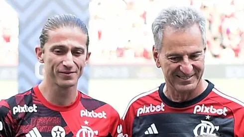 Filipe Luís e Rofoldo Landim lado a lado. Foto: Alexandre Loureiro/AGIF