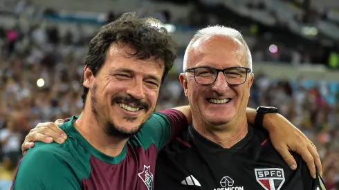 Fernando Diniz e Dorival Júnior lado a lado. Foto: Thiago Ribeiro/AGIF