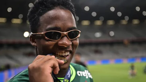 BELO HORIZONTE, BRAZIL - DECEMBER 06: Endrick of Palmeiras celebrates after winning during the match between Cruzeiro and Palmeiras as part of Brasileirao 2023 at Mineirao Stadium on December 06, 2023 in Belo Horizonte, Brazil. (Photo by Pedro Vilela/Getty Images)