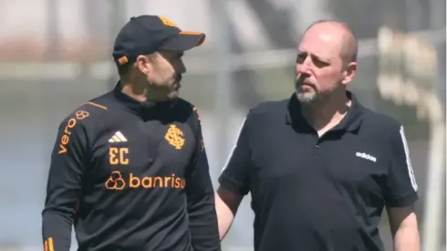 Coudet e Barcellos: técnico e presidente ainda buscam reforços para o Inter (Foto: Ricardo Duarte/Internacional