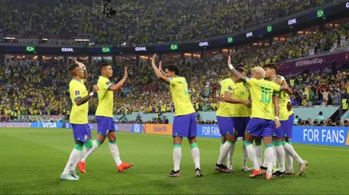 Brazil celebrates. (Photo by Michael Steele/Getty Images)
