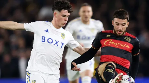 Ilias Chair of Queens from Archie Gray of Leeds United . (Photo by George Wood/Getty Images)