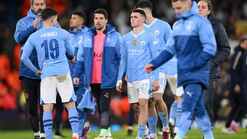 Atletas do Manchester City lamentam eliminação nos pênaltis para o Real Madrid na Liga dos Campeões (Foto: Stu Forster/Getty Images)