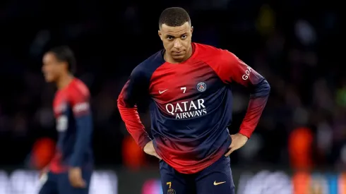 Kylian Mbappe of Paris Saint-Germain . (Photo by Alex Pantling/Getty Images)