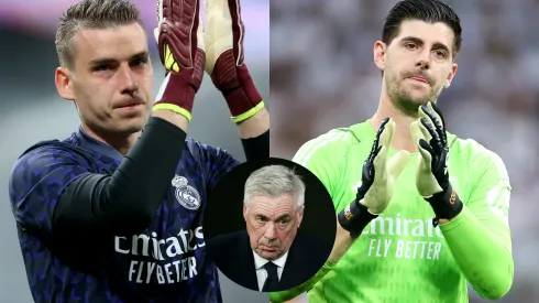 Ancelotti ainda não definiu goleiro titular do Real Madrid Montagem/Fotos: Florencia Tan Jun/Getty Images)