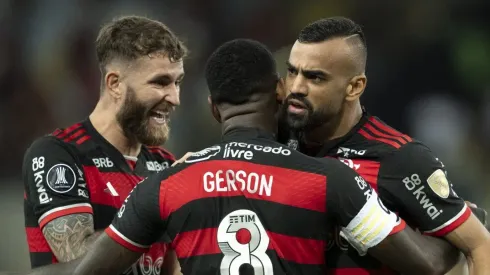 Fabrício Bruno, Léo Pereira e Gerson juntos no Flamengo. Foto: Jorge Rodrigues/AGIF