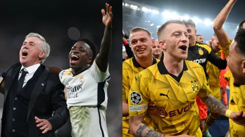 Ancelotti e Vini Jr e Reus (Photo by Matthias Hangst/Getty Images) e (Photo by David Ramos/Getty Images)