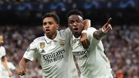 Rodrygo e Vini Jr juntos no Real Madrid. Foto: Julian Finney/Getty Images