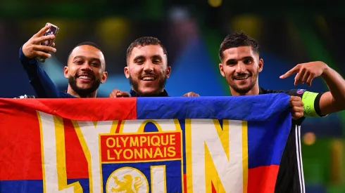 Memphis Depay, Rayan Cherki and Houssem Aouar (Photo by Franck Fife/Pool via Getty Images)